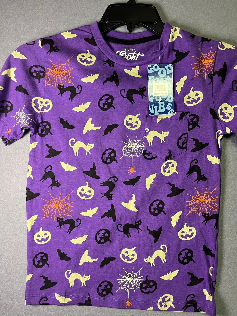 Eighty Eight Brand boys size 16 purple Halloween print pocket t-shirt nwt